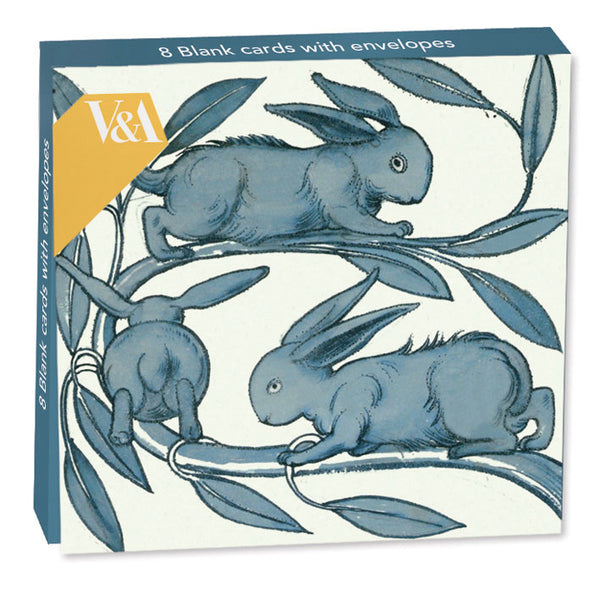 Rabbits Running Along a Branch Folded Note-cards - Museums And Galleries  (Pack of 8)