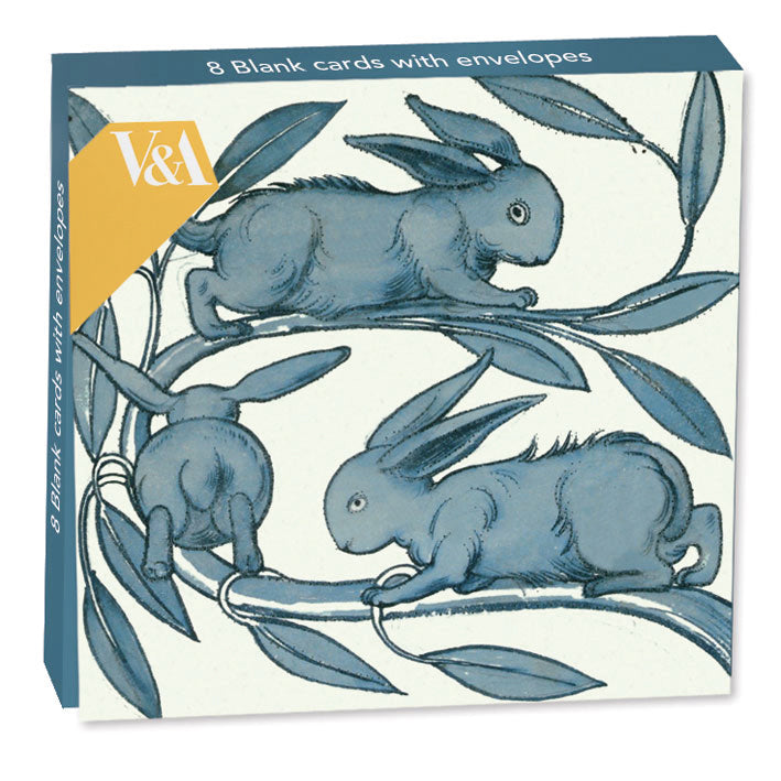 Rabbits Running Along a Branch Folded Note-cards - Museums And Galleries  (Pack of 8)