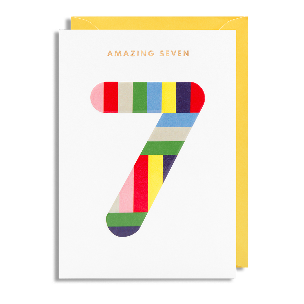 Age 7 Greeting Card - Lagom Design by Magic Numbers