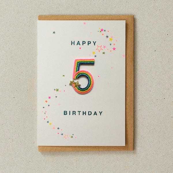 Age 5 Rainbow Patch Greeting Card - Petra Boase