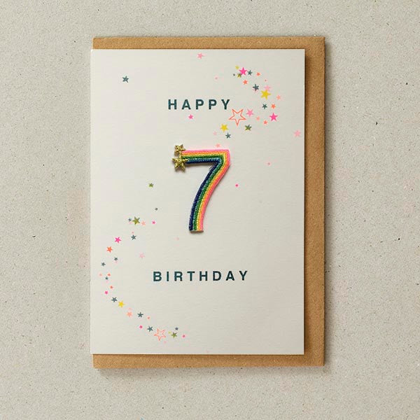 Age 7 Rainbow Patch Greeting Card - Petra Boase