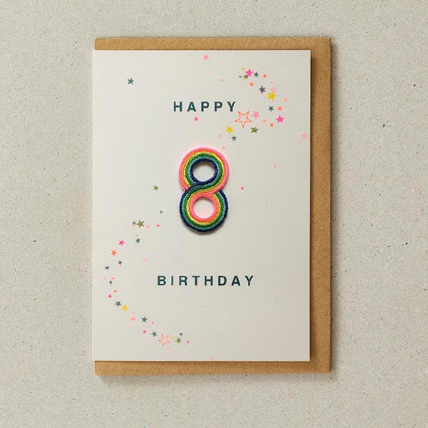 Age 8 Rainbow Patch Greeting Card - Petra Boase
