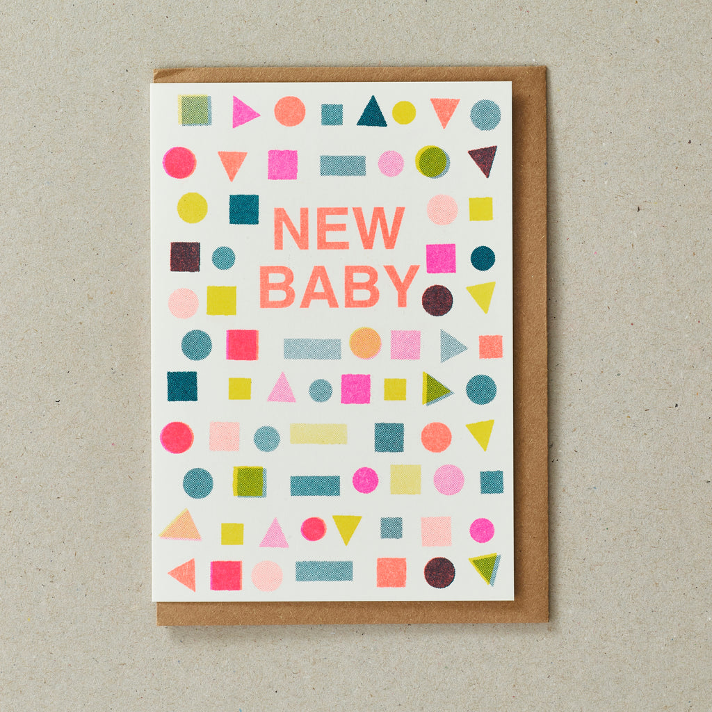 New Baby Riso Shapes Greeting Card - Petra Boase