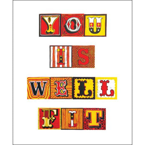 You Is Well Fit Screenprint Card - Art Angels by Menna Jenkins
