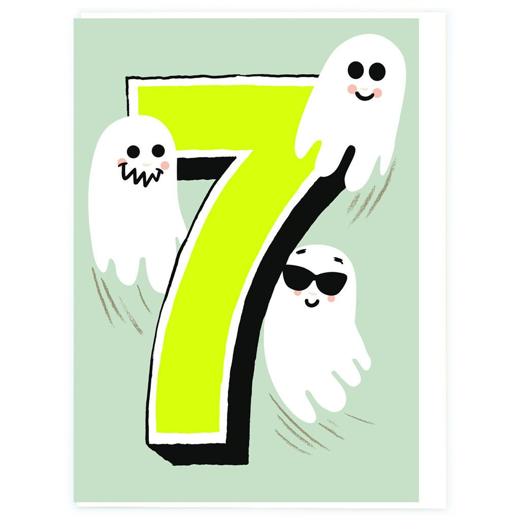 Age 7 Ghost Birthday Greeting Card - Noi Publishing