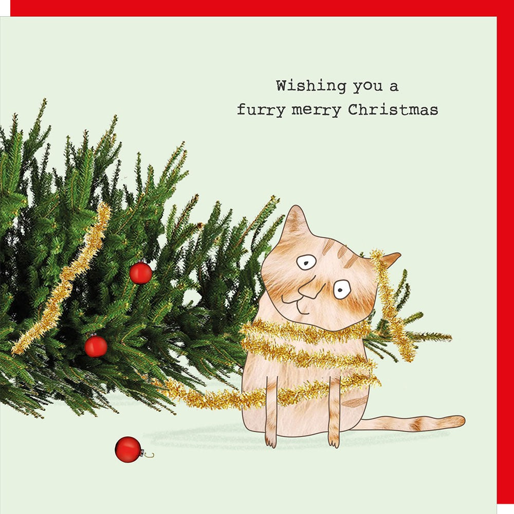 Merry Christmas Cat Card Cat Furry Christmas Card Rosie Made A Thing