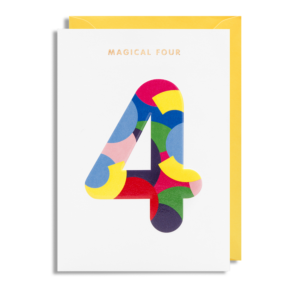 Age 4 Greeting Card - Lagom Design by Magic Numbers