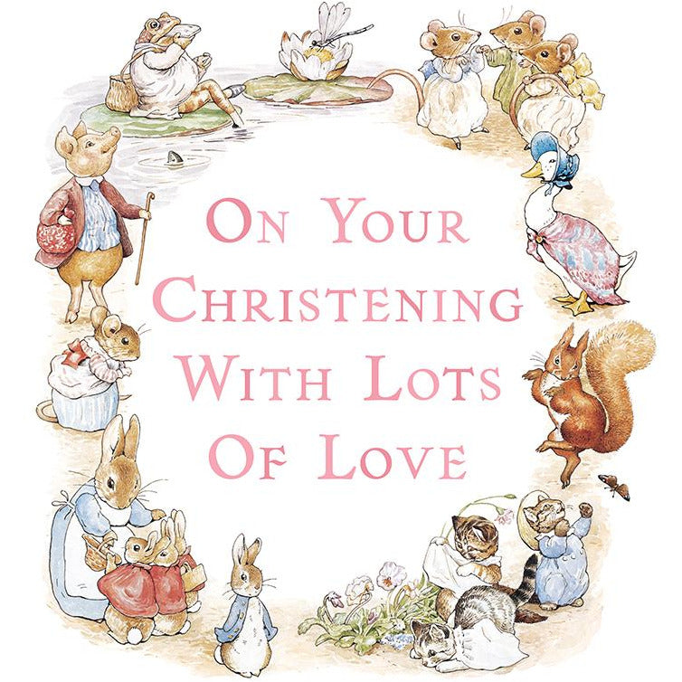 Peter Rabbit Christening Greeting Card - Hype Cards (Pink)