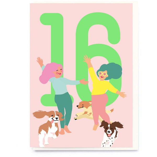 16th Neon Birthday Greeting Card - Noi Publishing