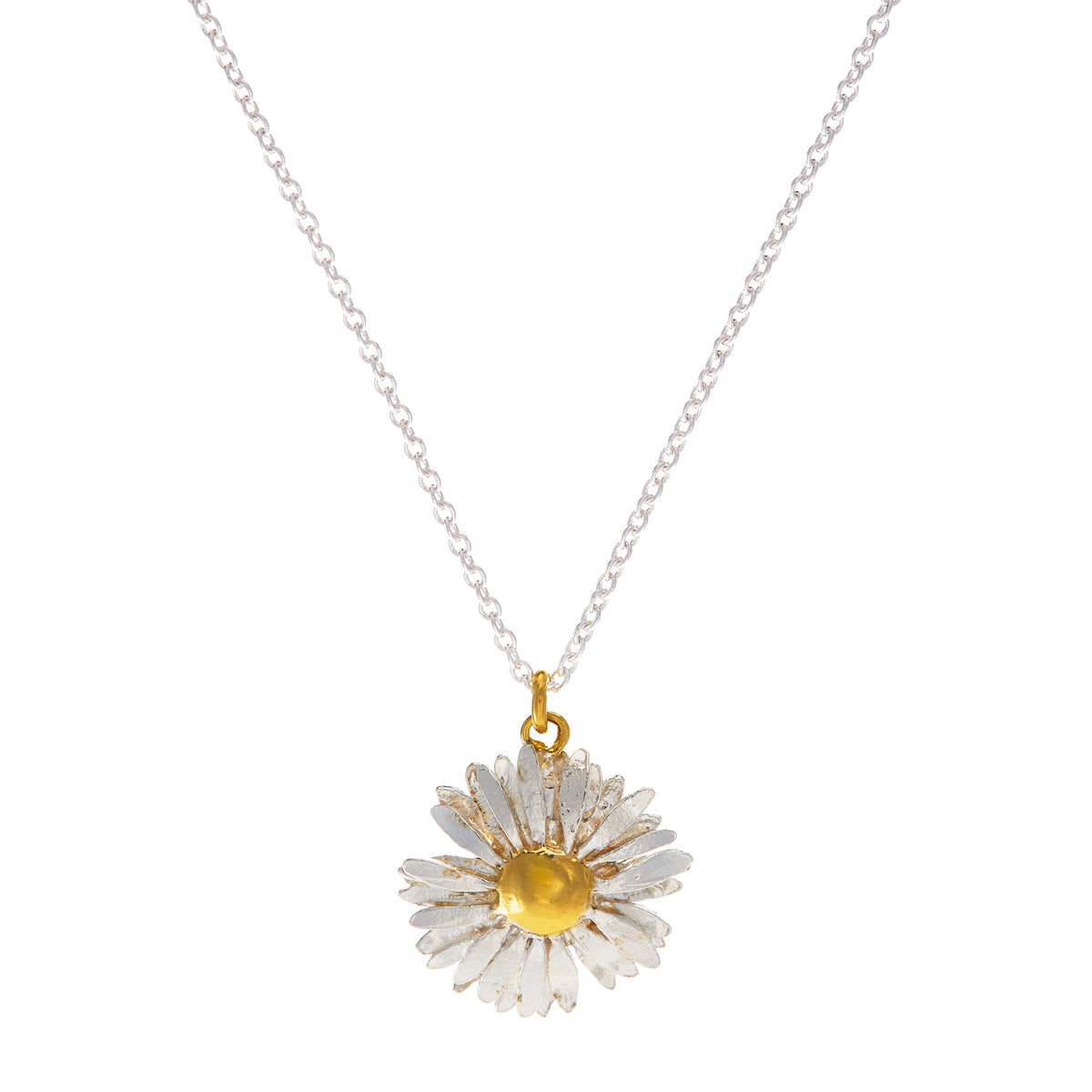 Alex Monroe Big Daisy Necklace Silver and Gold