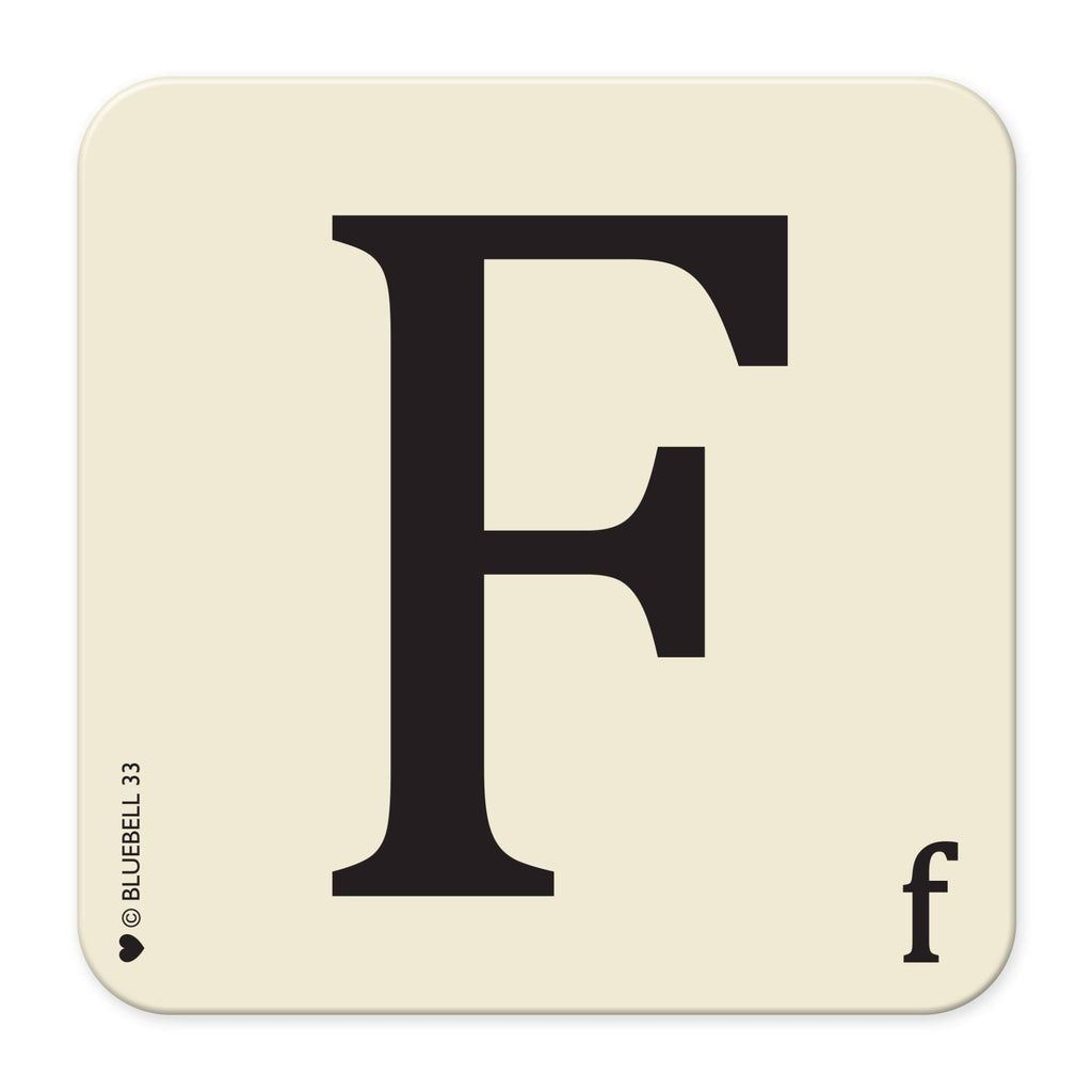 F' Letter Scrabble Coaster - Bluebell 33