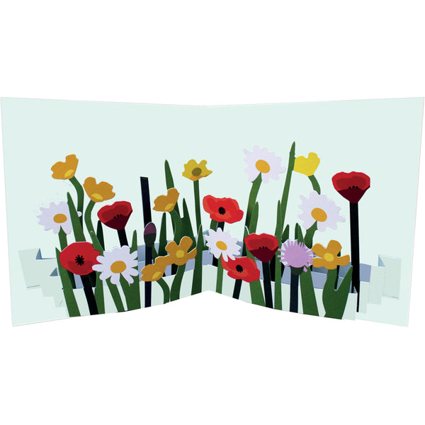 2 to Tango Pop-Up Card - Wildflowers    A beautifully handcrafted pop-up card created by one of the world's foremost paper engineers Maike Biederstadt, featuring a stunning wildflower meadow. This keepsake card is sure to be treasured long after the occasion intended.