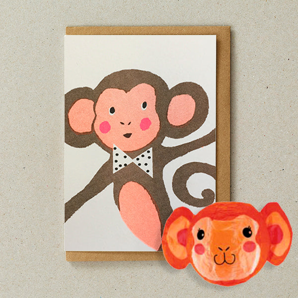Monkey, Japanese Paper Balloon Card - Petra Boase