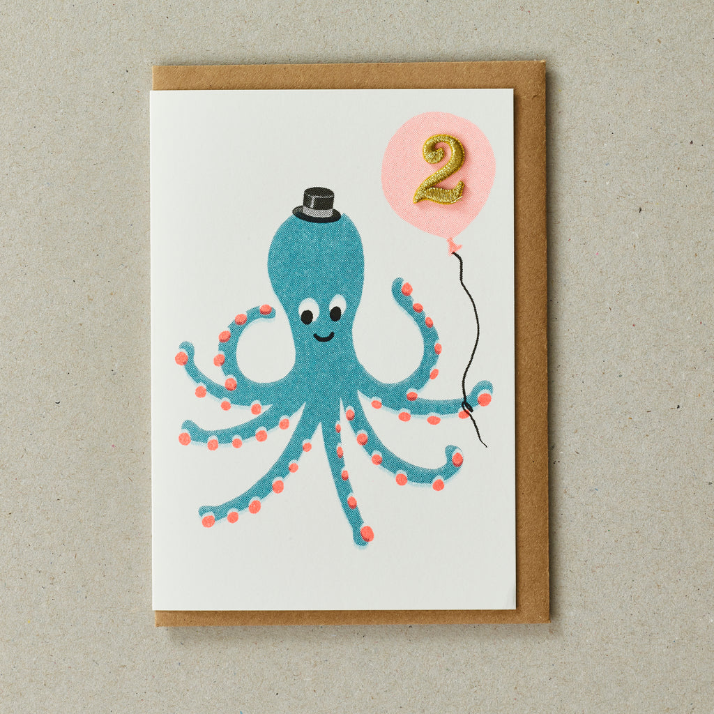 Age 2 Confetti Octopus Greeting Card - Petra Boase