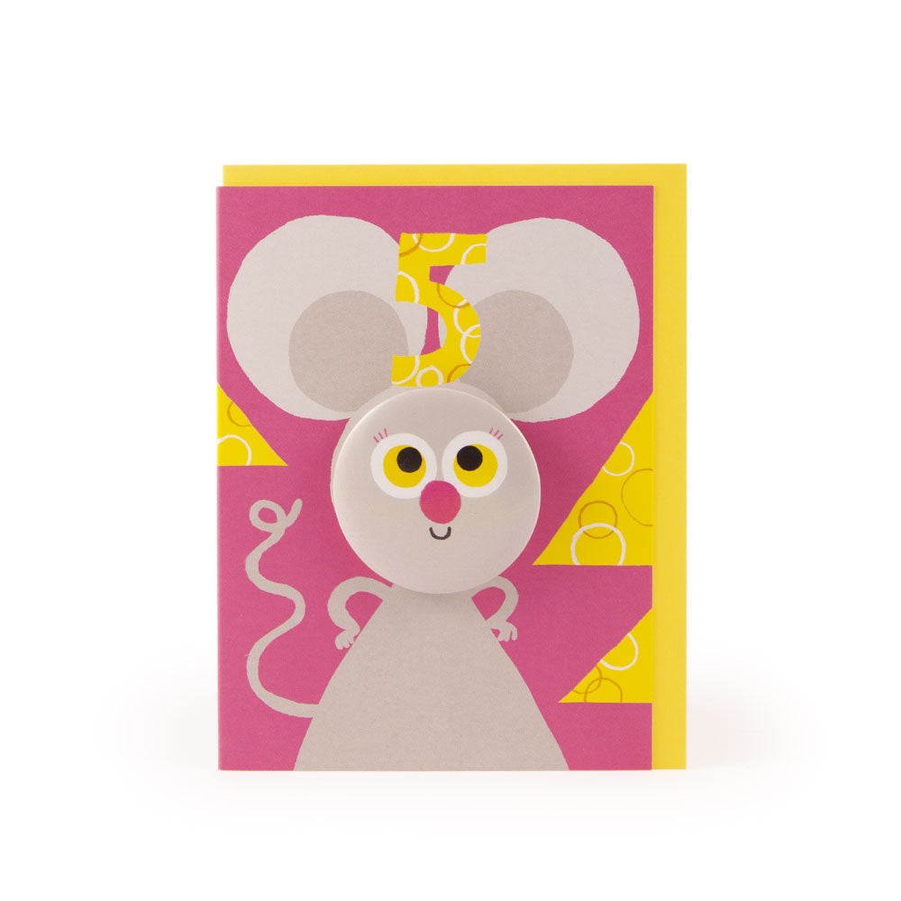 Age 5 Mouse Hoot Parade Badge Card - U Studio by Rob Hodgson