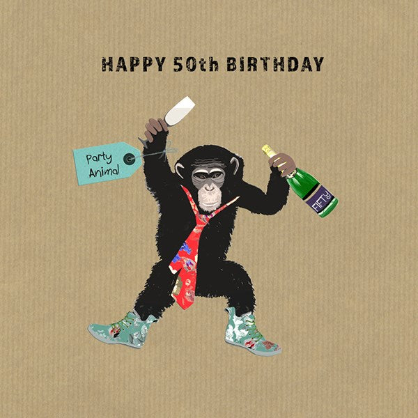 Party Animal 50 Birthday Greeting Card - Sally Scaffardi