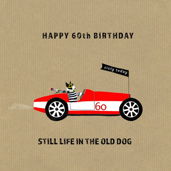 Still Life In The Old Dog 60 Birthday Greeting Card - Sally Scaffardi