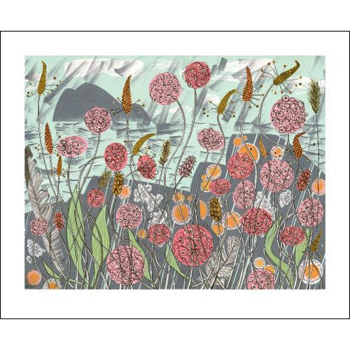 Lichen and Thrift Linocut Card - Art Angels by Angie Lewin