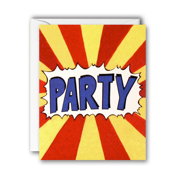 Party Red And Yellow Stripes Folded Notecards - James Ellis by Nicola Watson (Pack of 5)