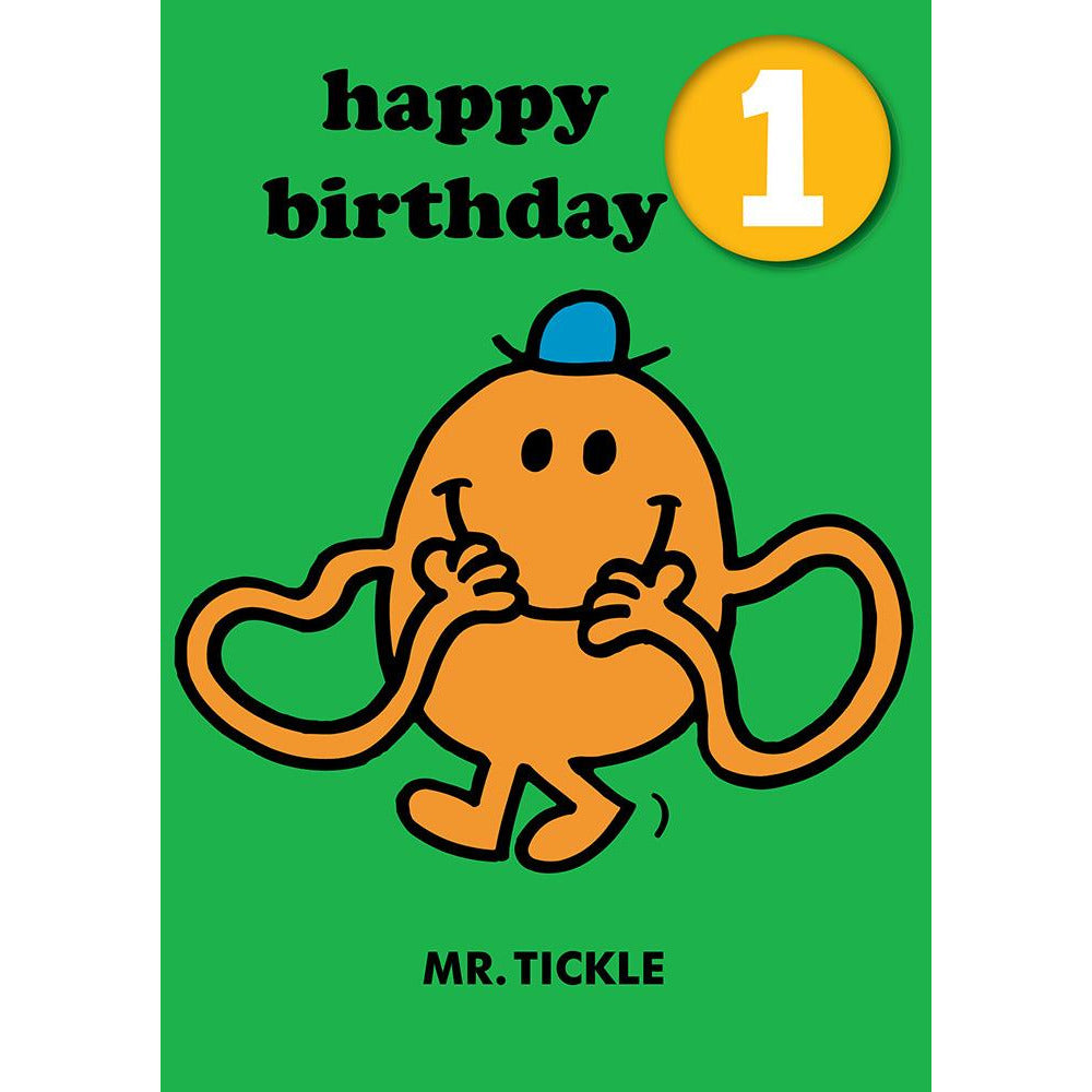 Mr Tickle Age 1 Badge Birthday Card - Hype Cards 
