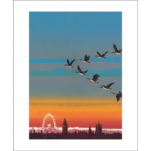 Migration Over Westminster Screenprint Card - Art Angels by Emma Reynolds