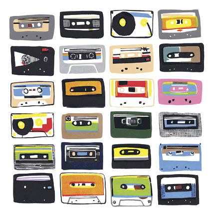 Cassette Tapes Greeting Card - Artpress by Hannah Forward