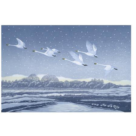 Snow Flight Linocut Card - Art Angels by Niki Bowers