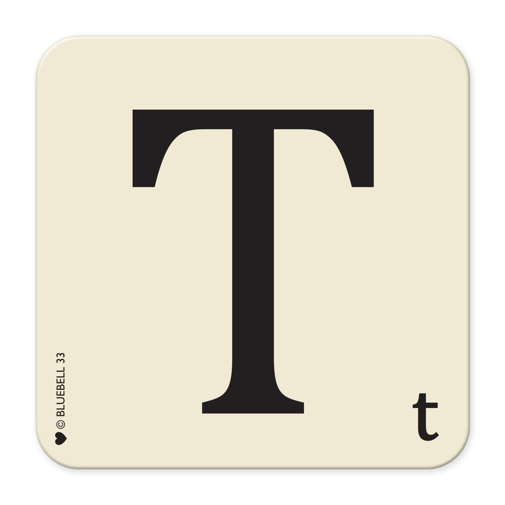 T' Letter Scrabble Coaster - Bluebell 33