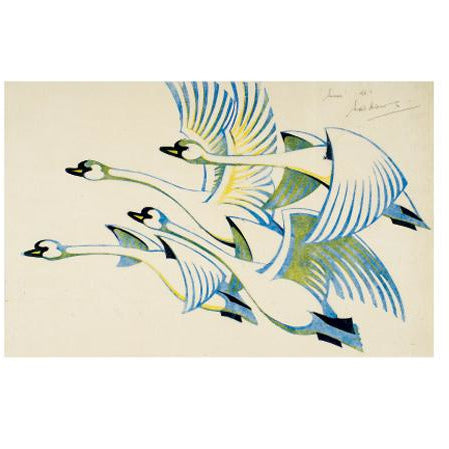 Swans Linocut Card - Art Angels by Sybil Andrews